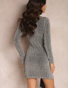 lily rose Rochie Argintie Asimetrică Mini cu fir metalic și curea lată Gongo