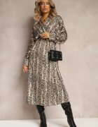 lily rose Rochie bej deschis cu imprimeu leopard cu decolteu petrecut Balme