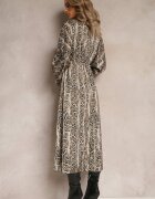 lily rose Rochie bej deschis cu imprimeu leopard cu decolteu petrecut Balme