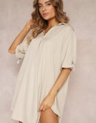 lily rose Rochie bej deschis dreaptă Oversize cu guler Zaya