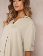 lily rose Rochie bej deschis dreaptă Oversize cu guler Zaya