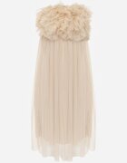 lily rose Rochie bej din tul fără bretele cu volane Tremone