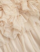 lily rose Rochie bej din tul fără bretele cu volane Tremone