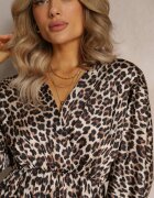 lily rose Rochie Bej-Maro cu imprimeu leopard cu decolteu petrecut Balme