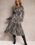 lily rose Rochie Bej-Maro leopard cu curea Antibrote