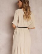 lily rose Rochie bej Mini Plisată cu curea din imitație de piele Dasima