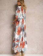 lily rose Rochie Bej Stil Boho cu mânecă scurtă cu volane și mânecă 3/4 Valendra