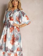 lily rose Rochie Bej Stil Boho cu mânecă scurtă cu volane și mânecă 3/4 Valendra