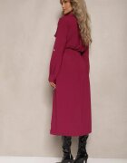 lily rose Rochie Bordeaux Evazată cu croială tip cămașă cu nasturi Legată în talie Kortiana