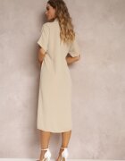 lily rose Rochie-cămașă bej Legată în față cu încrețituri Raimona