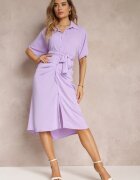 lily rose Rochie-cămășă Mov cu legare în față și drapaj Raimona