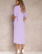 lily rose Rochie-cămășă Mov cu legare în față și drapaj Raimona