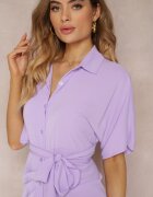 lily rose Rochie-cămășă Mov cu legare în față și drapaj Raimona