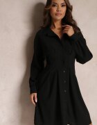 lily rose Rochie cămașă Neagră Mini cu pliuri la talie Vilette