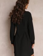 lily rose Rochie cămașă Neagră Mini cu pliuri la talie Vilette