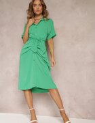 lily rose Rochie Cămașă Verde Legată în Față Cu Încrețituri Raimona