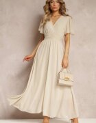 lily rose Rochie Cloche Bej cu Decolteu Petrecut Obillis