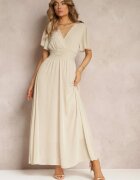 lily rose Rochie Cloche Bej cu Decolteu Petrecut Obillis