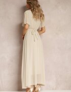 lily rose Rochie Cloche Bej cu Decolteu Petrecut Obillis