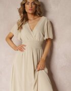 lily rose Rochie Cloche Bej cu Decolteu Petrecut Obillis