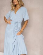 lily rose Rochie Cloș Albastră Plisată cu cordon legat Eilemona