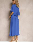lily rose Rochie Cloș Bleumarin Maxi cu Mânecă Largă și Elastic în Talie Sador