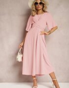 lily rose Rochie Cloș Roz deschis Maxi cu Mânecă Largă și Elastic în Talie Sador