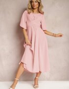 lily rose Rochie Cloș Roz deschis Maxi cu Mânecă Largă și Elastic în Talie Sador