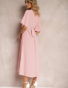 lily rose Rochie Cloș Roz deschis Maxi cu Mânecă Largă și Elastic în Talie Sador