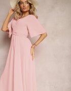lily rose Rochie Cloș Roz deschis Maxi cu Mânecă Largă și Elastic în Talie Sador