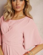 lily rose Rochie Cloș Roz deschis Maxi cu Mânecă Largă și Elastic în Talie Sador