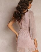 lily rose Rochie Cloș Roz închis pe un umăr cu fir metalic și curea legată Dionthea