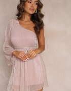 lily rose Rochie Cloș Roz închis pe un umăr cu fir metalic și curea legată Dionthea