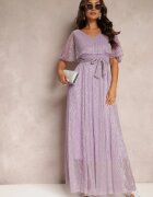 lily rose Rochie de cocktail maxi violet închis cu volan decorativ sus Cailey
