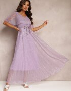 lily rose Rochie de cocktail maxi violet închis cu volan decorativ sus Cailey
