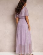 lily rose Rochie de cocktail maxi violet închis cu volan decorativ sus Cailey