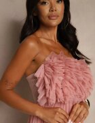 lily rose Rochie de tul Roz închis fără bretele cu volane Tremone