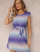 lily rose Rochie Dreaptă Mov cu model geometric și curea legată Dominta