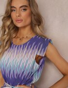 lily rose Rochie Dreaptă Mov cu model geometric și curea legată Dominta