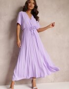 lily rose Rochie Evazată Plisată Violet cu cordon legat Eilemona