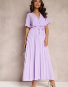 lily rose Rochie Evazată Plisată Violet cu cordon legat Eilemona