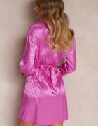 lily rose Rochie fucsia cu imprimeu leopard în relief cu guler și cordon Nynaine
