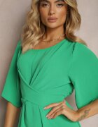 lily rose Rochie Maxi Cloche Verde închis cu Mânecă largă și Elastic în Talie Sador