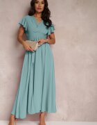 lily rose Rochie Mentă Cloș cu Fentă și Decolteu Petrecut Jozlyn