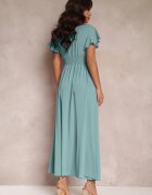 lily rose Rochie Mentă Cloș cu Fentă și Decolteu Petrecut Jozlyn