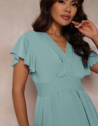 lily rose Rochie Mentă Cloș cu Fentă și Decolteu Petrecut Jozlyn