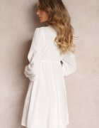lily rose Rochie Mini Albă cu Decolteu Triunghiular și Elastic în Talie Iotria