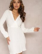 lily rose Rochie Mini Albă cu Pliuri Subțiri Elastic în Talie și Decolteu Plic Lizina