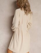 lily rose Rochie Mini Cămășă Bej cu Pliuri Cambrate Vilette