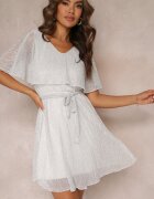 lily rose Rochie Mini Gri deschis cu Fir metalic și Elastic în talie Eullas